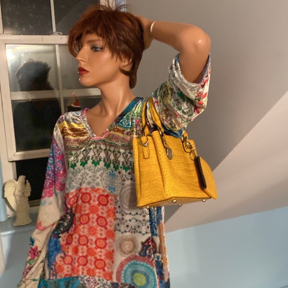 PATRICIA NASH NWOT CROC HAND BAG / CROSSBODY YELLOW WITH COIN PURSE DUST BAG - Picture 2 of 14